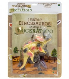LIVRO INFANTIL COM DINOSSAURO TRICERATOPO