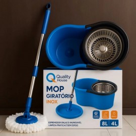 MOP GIRATORIO 360 COM BALDE 8L CESTO INOX REF QH-394