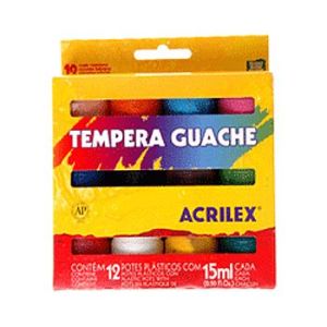 Tinta Guache Acrilex Tempera Guache 12 Potes 15ml Cada