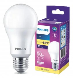 LAMPADA LED 9W BULBO LUZ QUENTE PHILIPS
