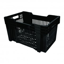 CAIXA PLASTICA VAZADA PRETA 50,5L/30 KG 