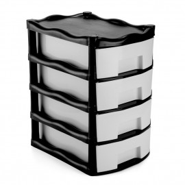 GAVETEIRO 4 GAVETAS PLASTICO C. 38 X L. 26,5 X A. 42,5 CM PRETO REF 804