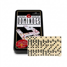 DOMINO 28 PECAS TIPO OSSO 9MM ESTOJO DE METAL REF BA-10383