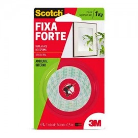 FITA ADESIVA DUPLA FACE 24X1.5M FIXA FORTE ESPUMADA SUPORTA ATE 1KG  EM 15CM 