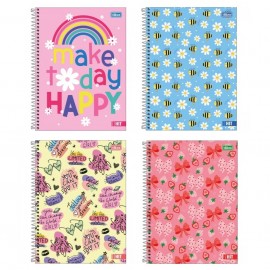 CADERNO UNIVERSITARIO 10X1 CAPA DURA 160FLS HIT FEMININO REF 357031