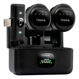 MICROFONE SEM FIO LAPELA DUPLO ONISTEK PROFISSIONAL PARA TIPO-C