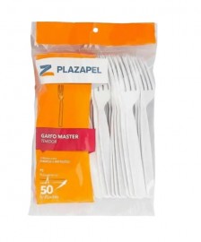 GARFO PLASTICO MASTER BRANCO C/50 PLAZAPEL