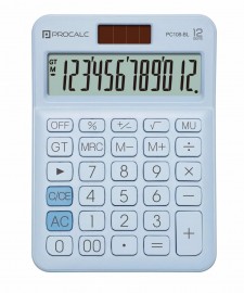 CALCULADORA 12 DIGITOS PC108-BL AZUL CLARO 9,8 X 13,6 PROCALC BATERIA E SOLAR