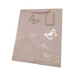 SACOLA PARA PRESENTE LUXO ROSA FLORAL 32X26X12CM REF DV81624