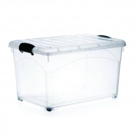 CAIXA ORGANIZADORA PLASTICA 65 LITROS TRANSPARENTE COM RODINHA REF 1825