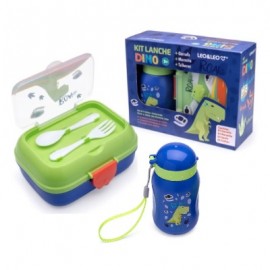 KIT LANCHE GARRAFA + MARMITA + TALHERES DINO REF 97831
