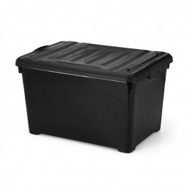 CAIXA ORGANIZADORA PLASTICA 65 LITROS PRETA COM RODINHA REF 1830