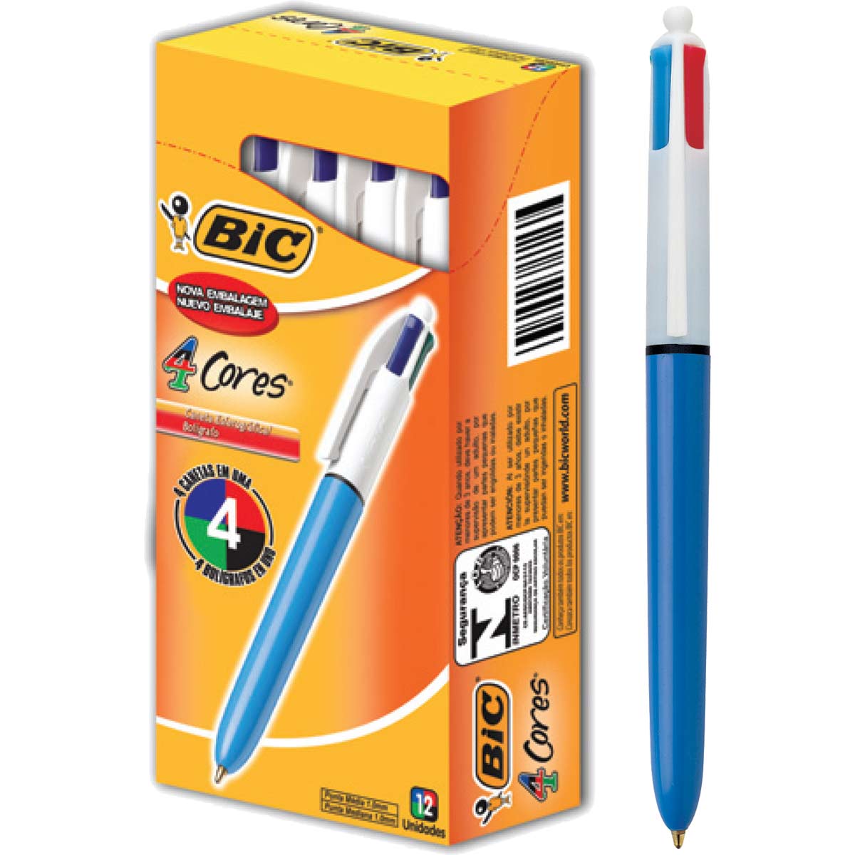 caneta esferografica 4 cores bic preta vermelha verde azul