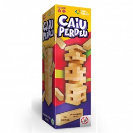 JOGO CAIU PERDEU 54 BLOCOS MADEIRA REF 7460 BRINQUEDO