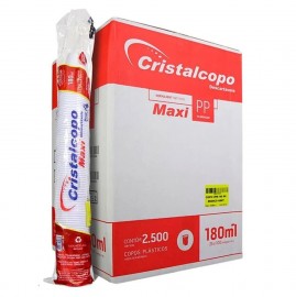 COPO PLASTICO AGUA 180ML PP TRANSPARENTE MAXI CAIXA VERMELHA  CX2500 CRISTAL COPO